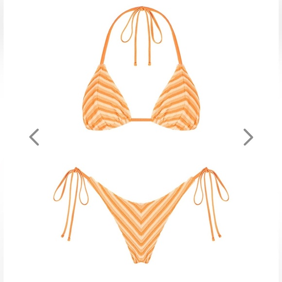 NWT OneOne Swimwear Bikini Set Orange Tangerine Dream Triangle Ariel Terry Cute - Picture 4 of 12